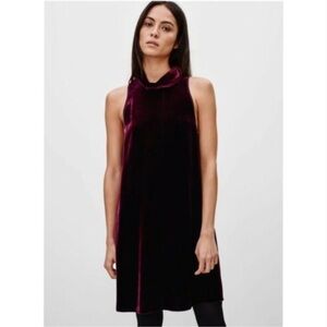 Aritzia Wilfred Burgundy Silk Velvet High Neck Mini Dress size XXS